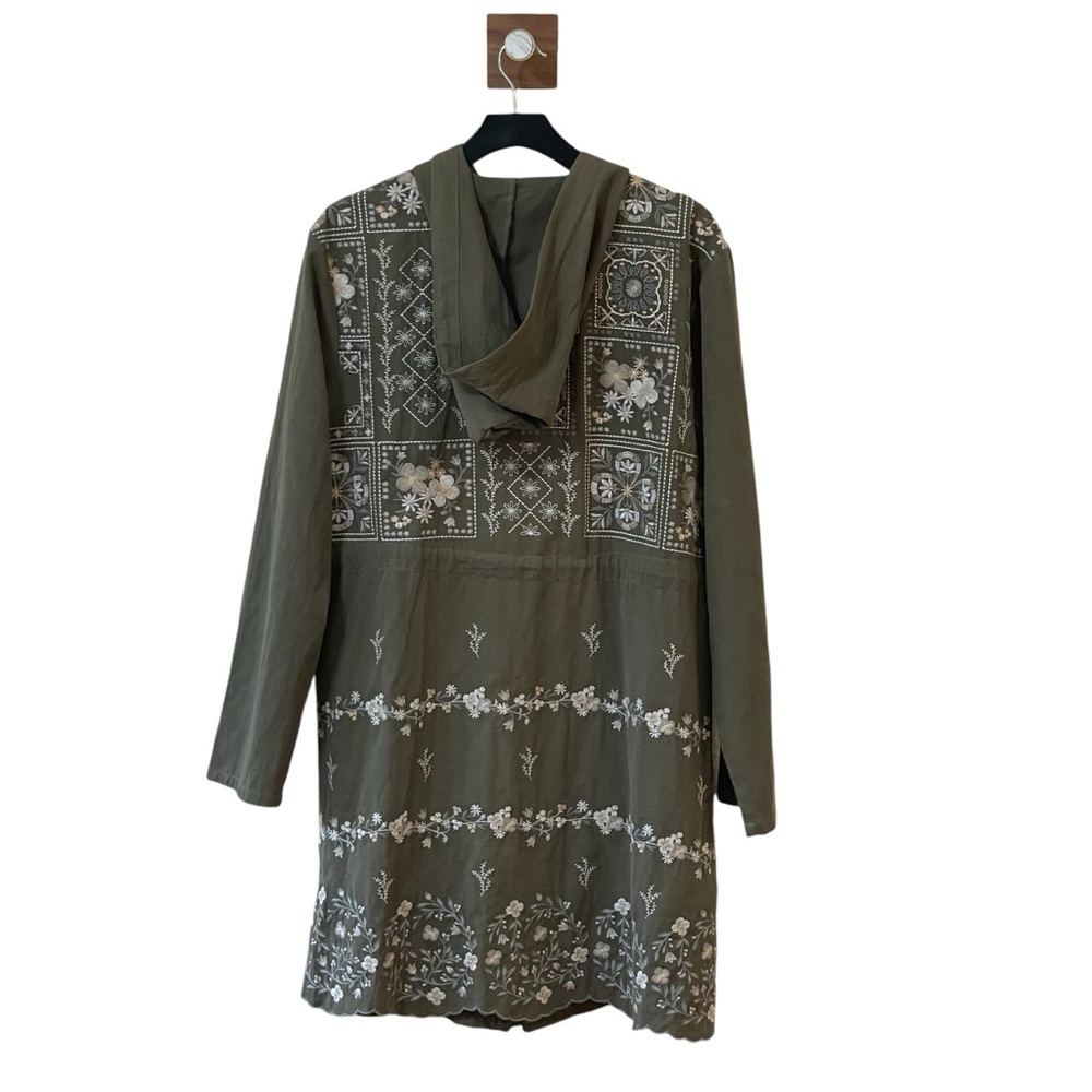 Savanna Jane 100% Cotton Longline Embroidered Hooded Utility Jacket